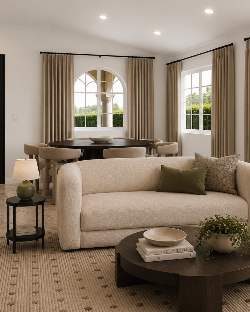 Proof that you don’t have to renovate to completely transform a space. ✨

We kept the existing tile floors and wall color, then updated the room with a modern curved sofa, oversized rug, black accents, linen drapery, and layered organic styling. The result feels brighter, warmer, and more intentional—all without changing the home’s architecture.

Sometimes it’s the furniture plan and styling that make all the difference. 🤍

DM me for design services 

#LTKHome #WestElmStyle #ModernOrganic #LivingRoomDesign #NeutralHome #InteriorStyling #HomeDecor #OpenConceptLiving

#LTKHome