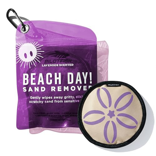Pilotfish Beach Essentials Sand Remover Bag, Gentle Skin-Friendly Formula with 7 Natural Ingredients + Lavender Essential Oil, Talc-Free Sand Removal Beach Accessories, Must Haves, Gifts for Women | Amazon (US)