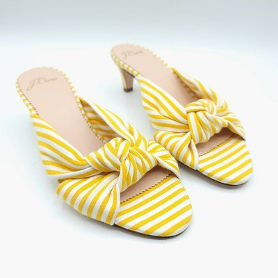J.CREW Stripe Knotted Kitten Heel Sandal - Yellow Stripe - 5.5 | eBay US