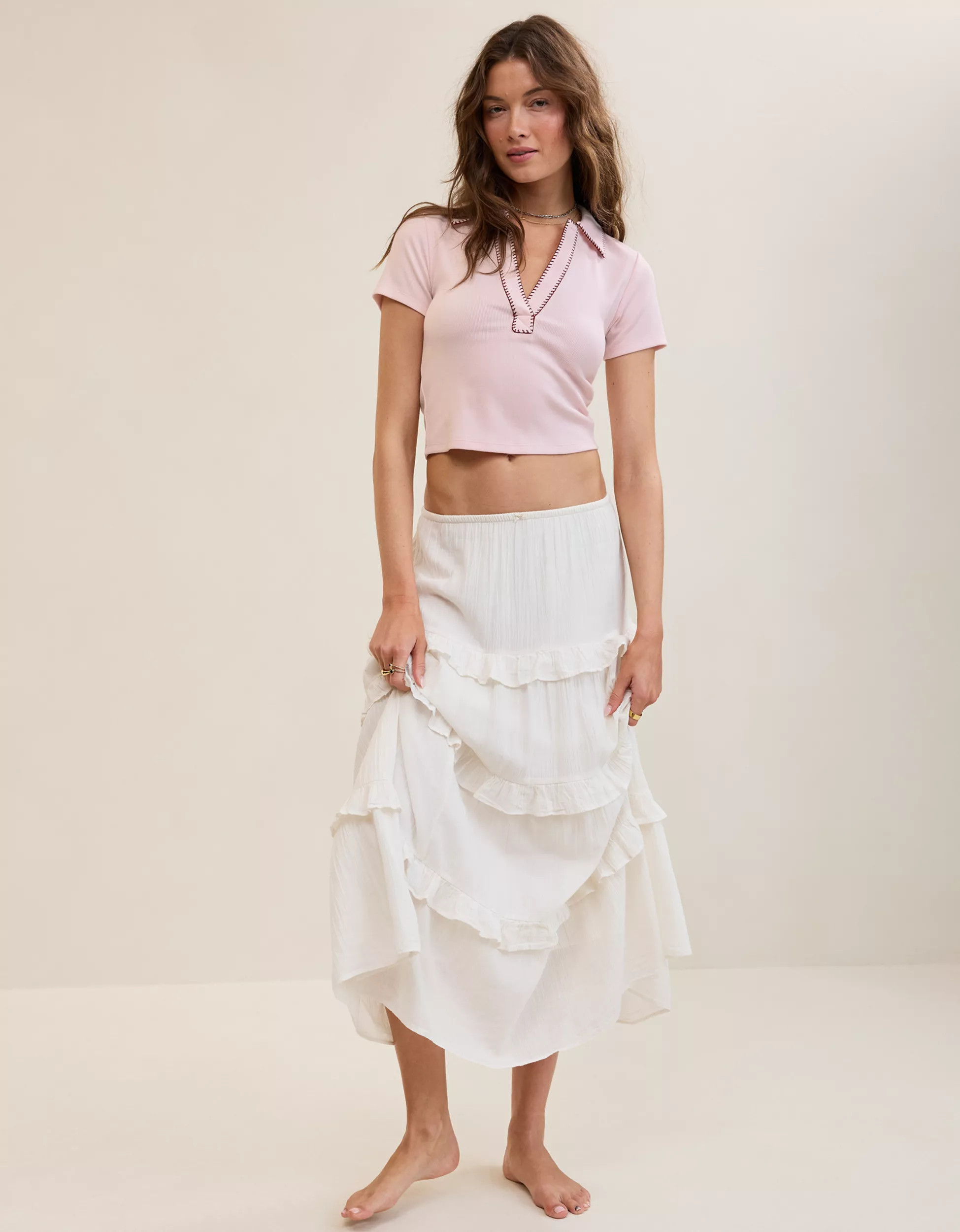 Aerie Cropped Polo T-Shirt | Aerie