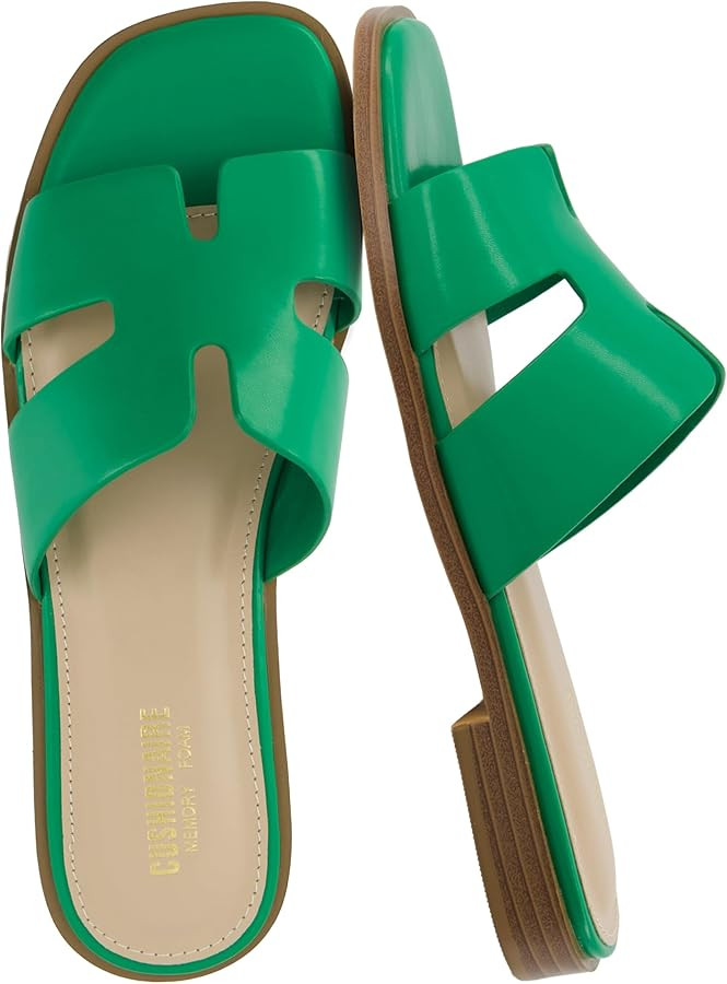 CUSHIONAIRE Voyage Cutout Strap Slides for Women, Slip On Summer Flats, Trendy Footwear, Comforta... | Amazon (US)