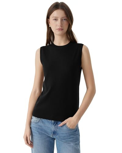 SUUKSESS Women Silk Cashmere Blend Crew Neck Sweater Vests Sleeveless Tank Tops | Amazon (US)