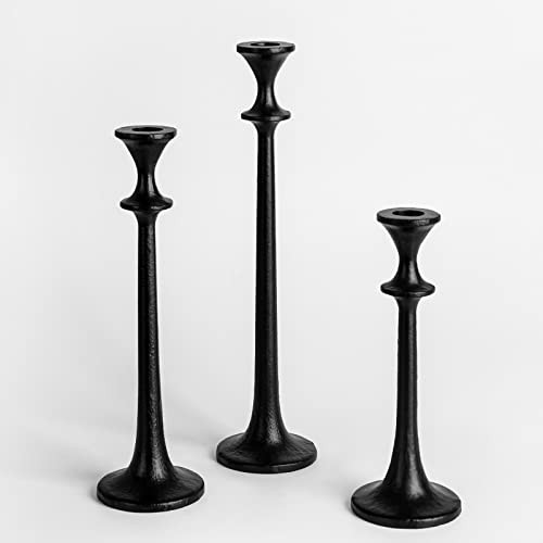 Black Iron Taper Candle Holder - Set of 3 Decorative Candle Stand | Amazon (US)