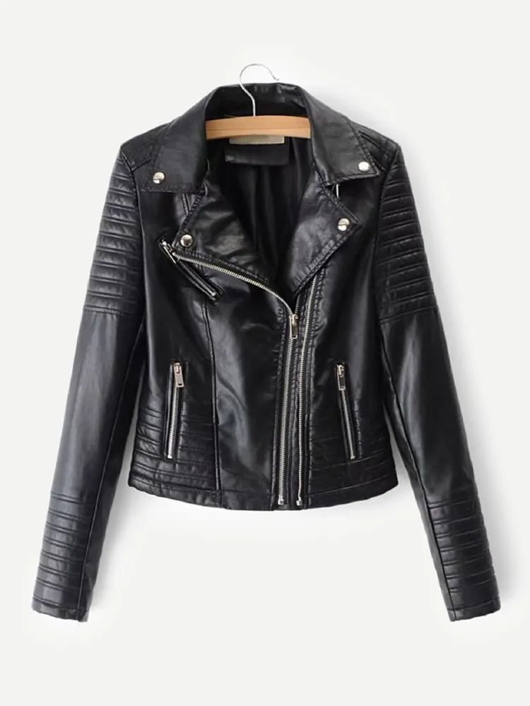 Faux Leather Biker Jacket | SHEIN