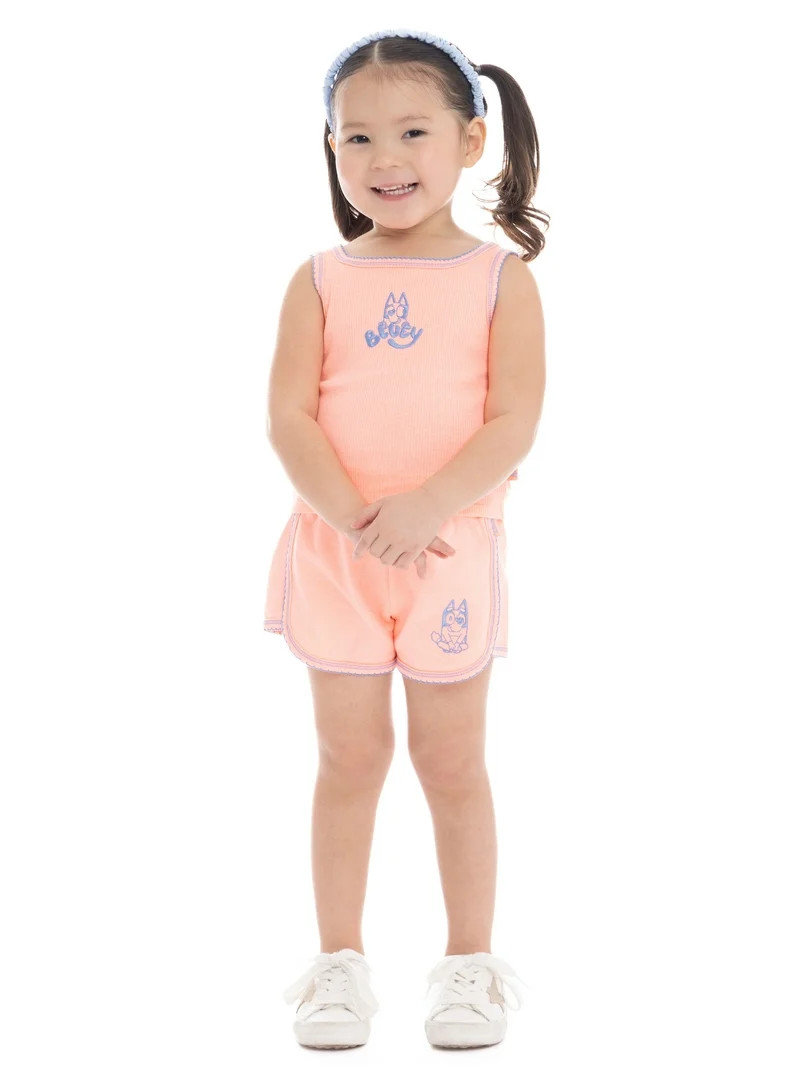 Bluey Toddler Girls Embroidered Tank Top and Shorts Set, 2-Piece, Sizes 12M-3T | Walmart (US)