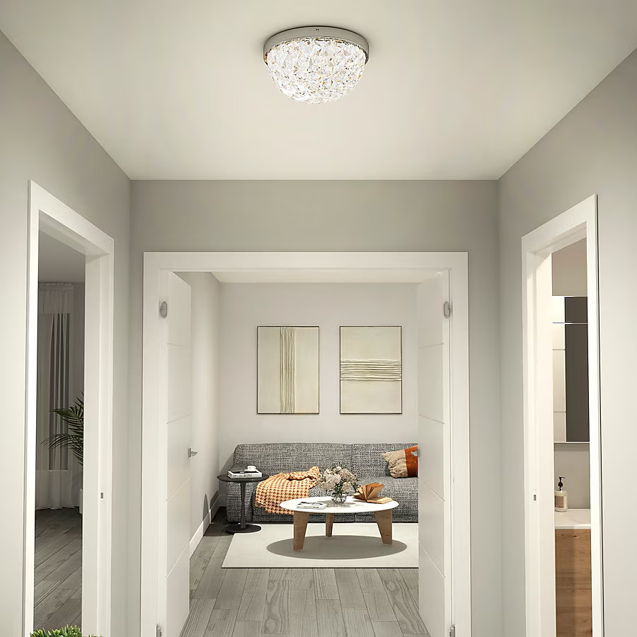 allen + roth Avalyn 1 -Light 12.99-in Gloss Chrome Integrated LED Flush Mount Light | Lowe's