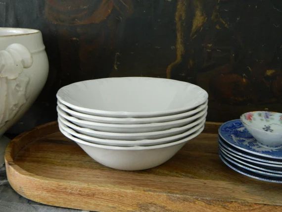 Set of Antique White Ironstone Bowls. Staffordshire England. - Etsy | Etsy (US)
