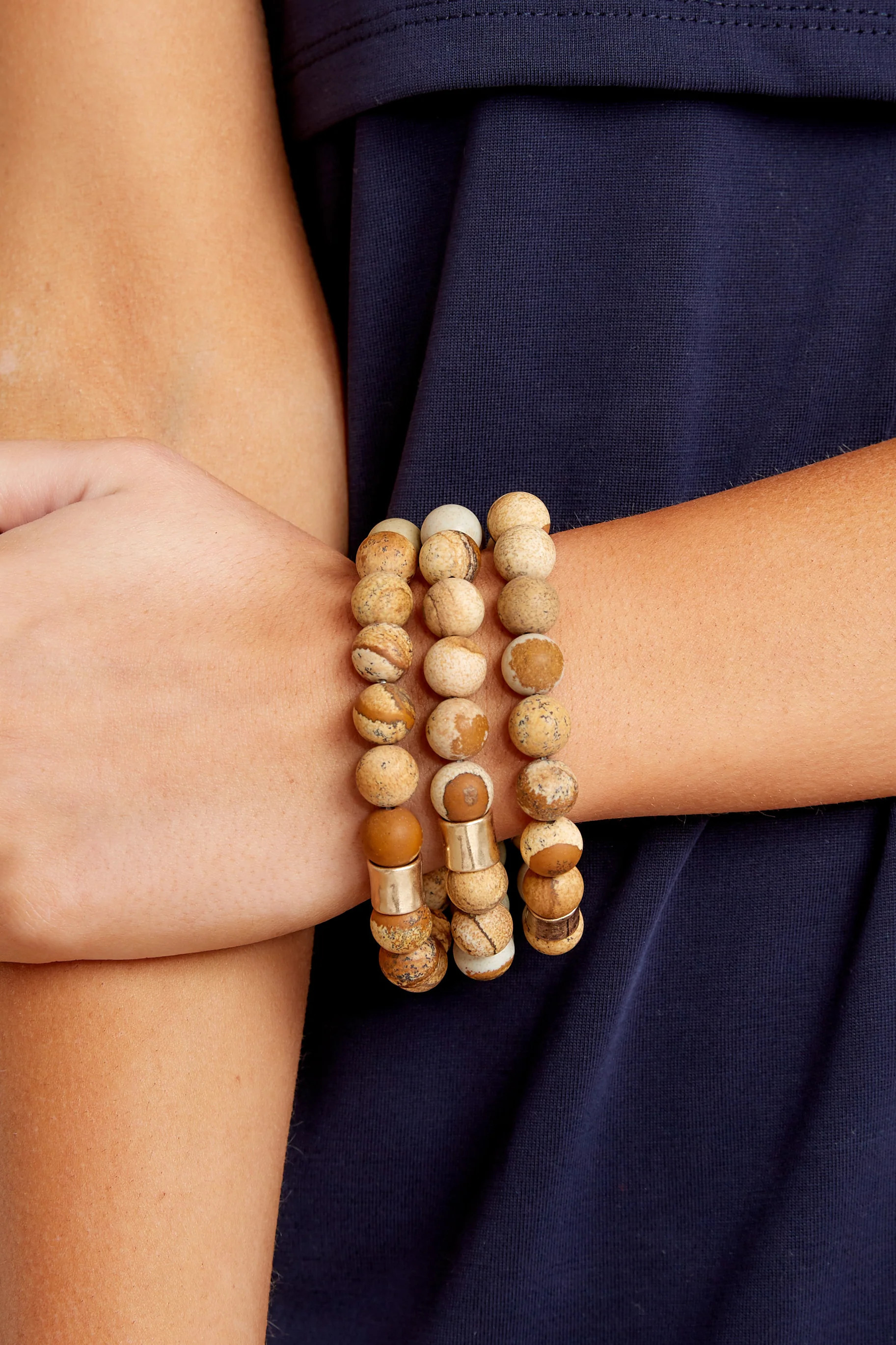 The Best Part Brown Beaded Bracelet Set | Red Dress 
