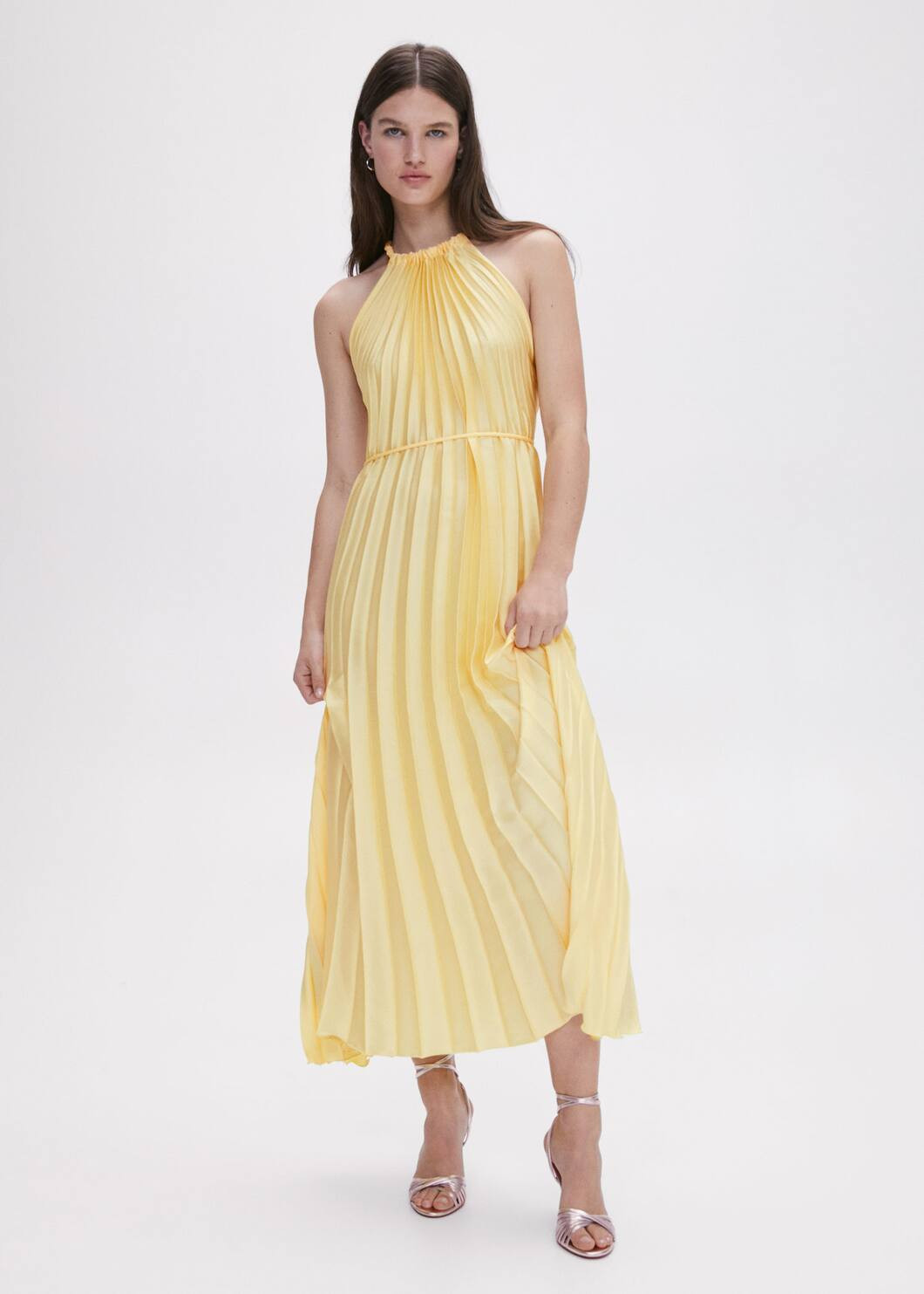 Pleated halter neck dress -  Women | Mango USA | MANGO (US)