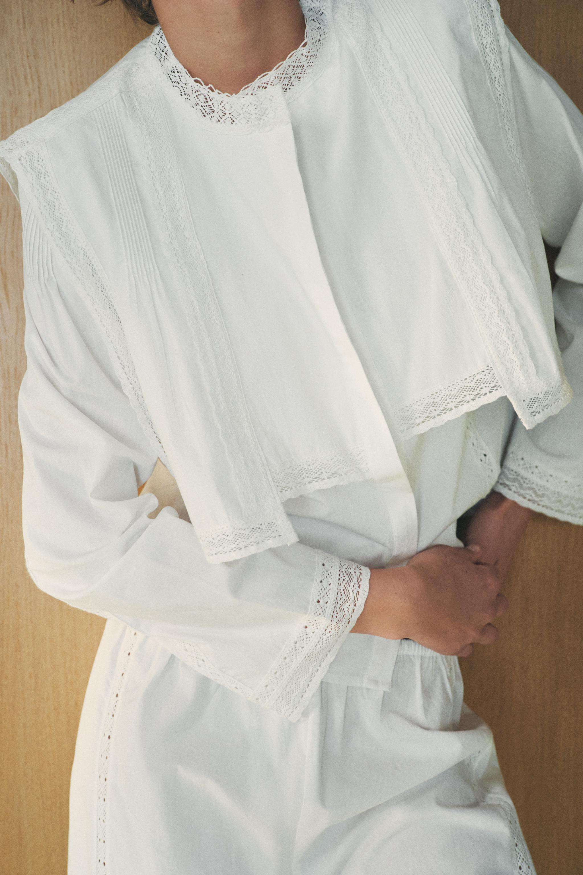 LACE TRIM COTTON PYJAMA BOTTOMS | Zara UK