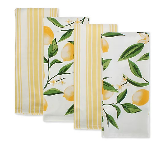Design Imports Lemon Bliss Kitchen Towels,  Setof 4 - QVC.com | QVC