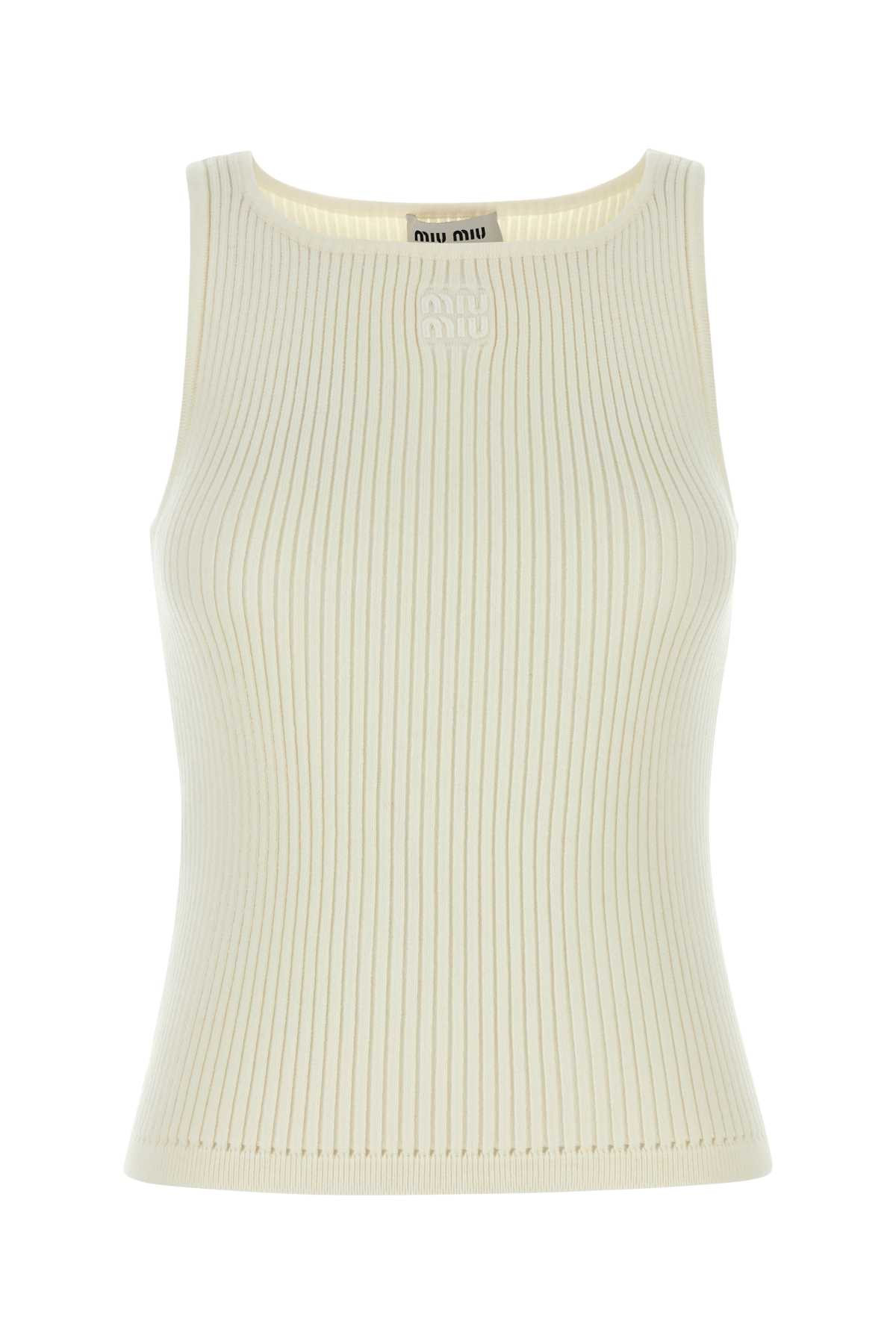 Miu Miu Ivory Stretch Wool Blend Tank Top | Italist.com US
