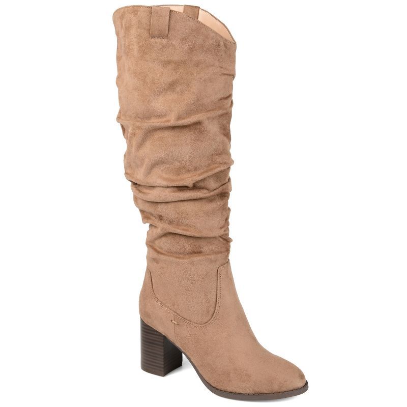 Journee Collection Womens Aneil Wide Calf Stacked Heel Knee High Boots | Target