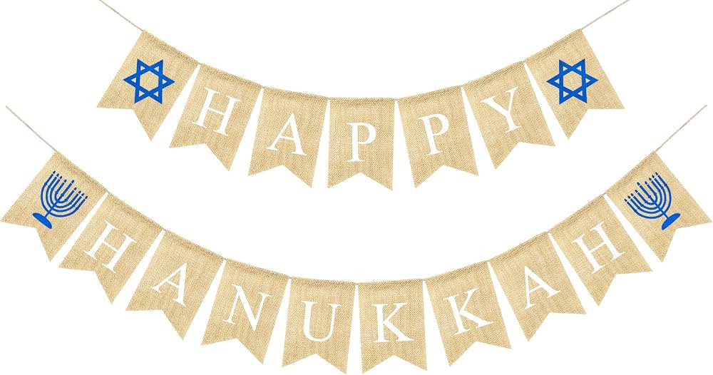 Happy Hanukkah Banner Chanukah Decorations, Garland Bunting Chanukah Festival Party Banner, Hanuk... | Amazon (US)
