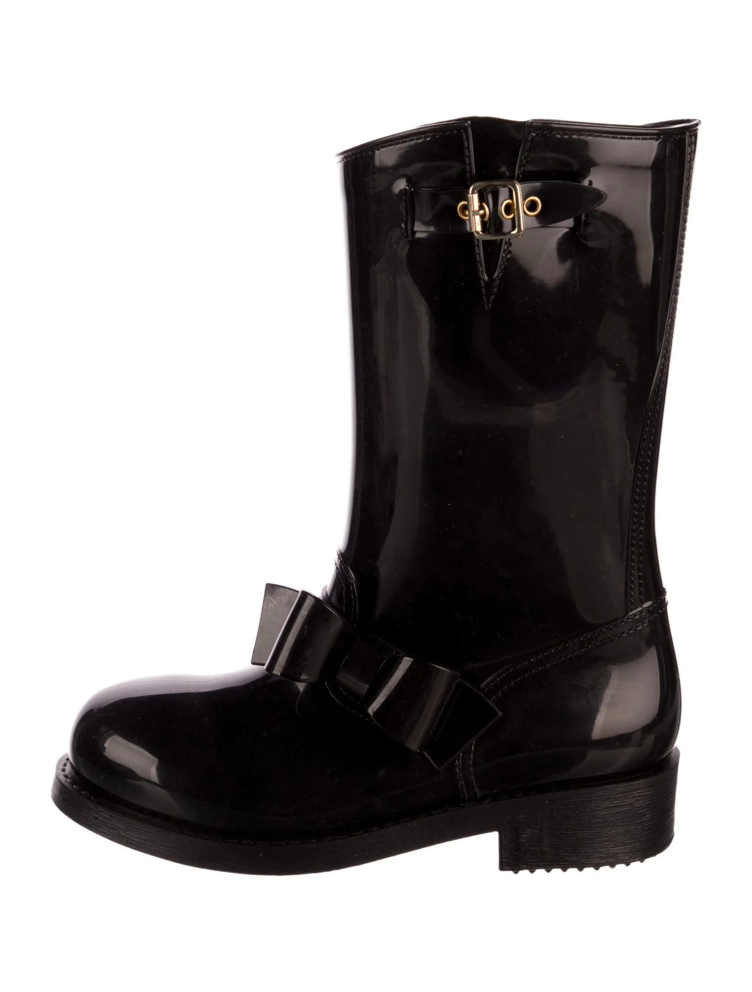 Rubber Bow Accents Rain Boots | The RealReal