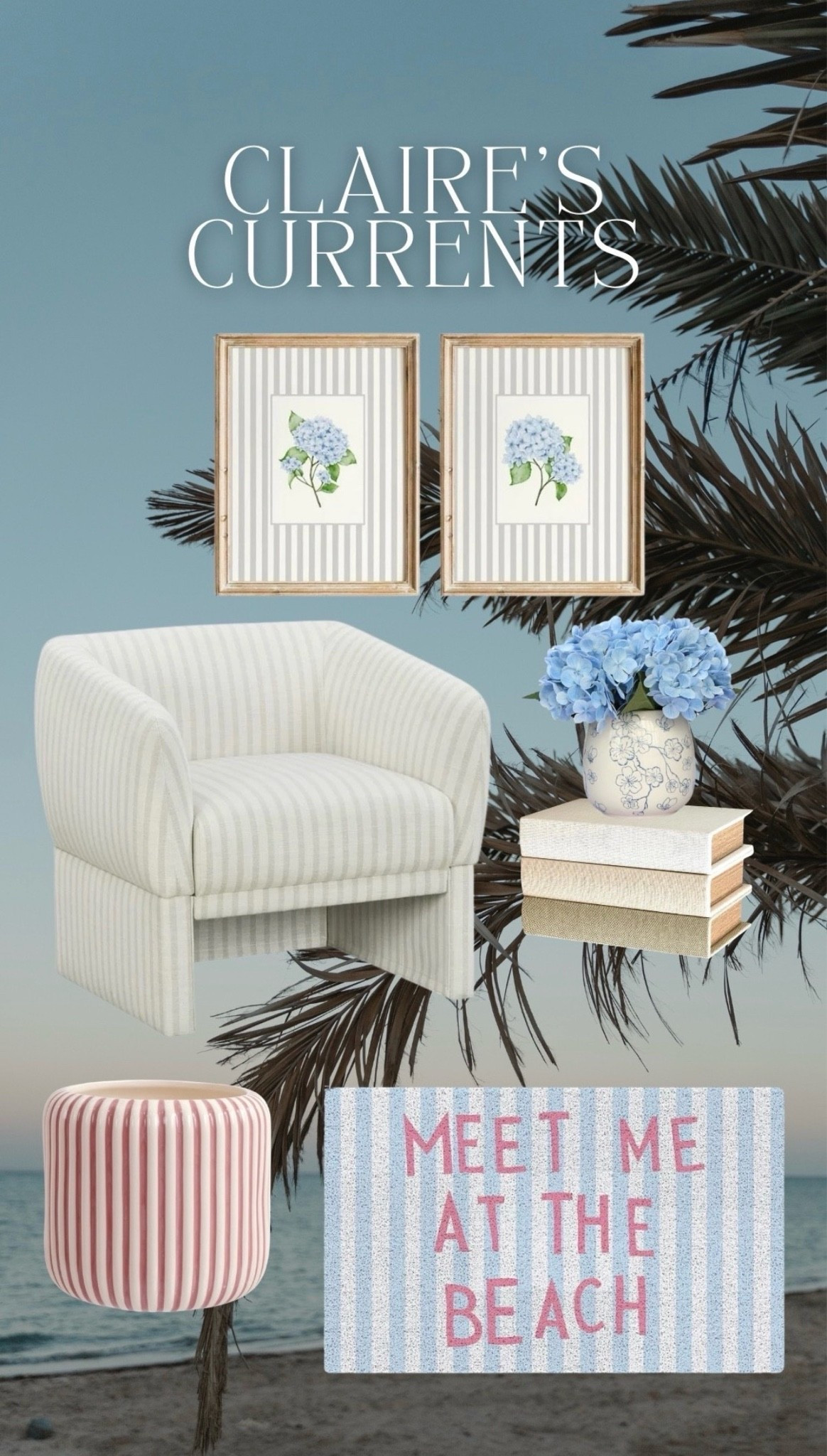 Stripes + pops of blue + coastal accents I’m loving from Walmarts home section!!! 🤍🐚🦪 🩵