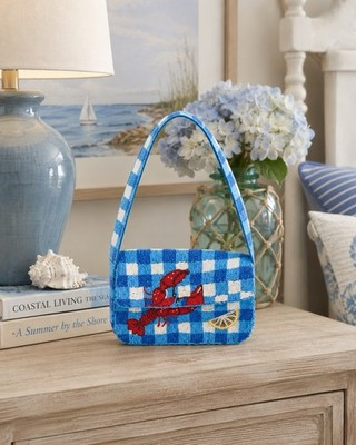Sol and Mer Beaded Gingham Lobster Shoulder Bag Coastal Beach Purse 9 inch x 5.5 | eBay | eBay US