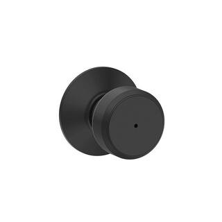 Bowery Matte Black Privacy Bed/Bath Door Knob with Lock | The Home Depot