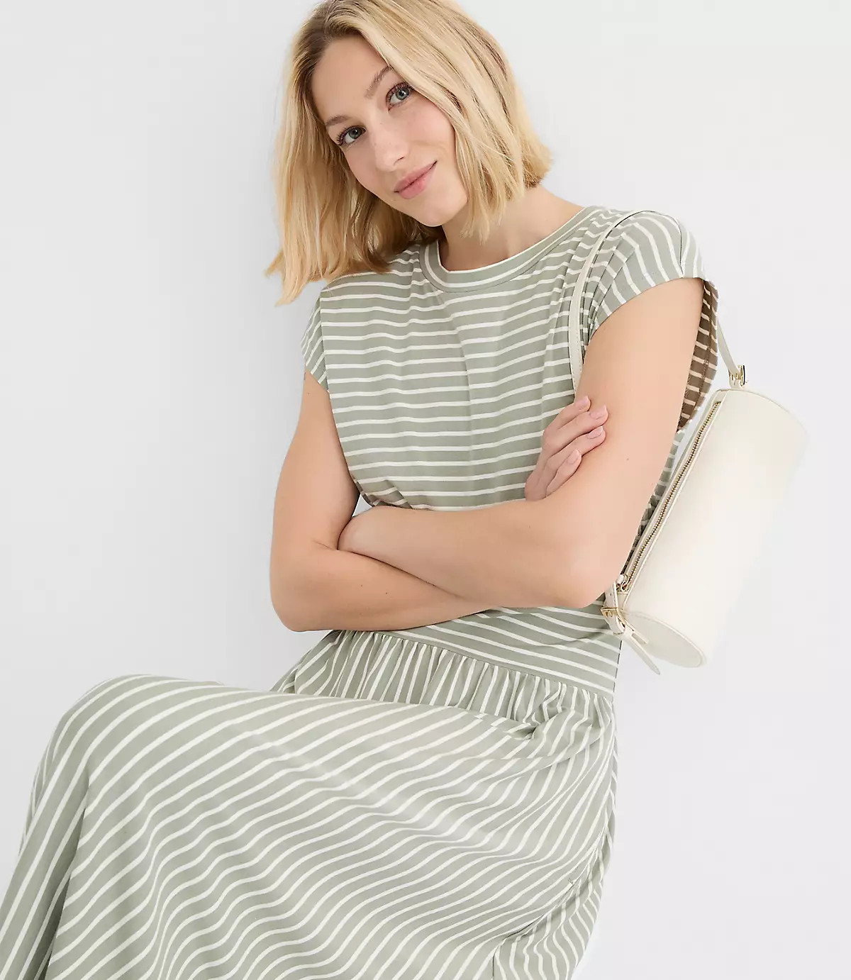Tall Striped Cap Sleeve Maxi Pocket Dress | LOFT