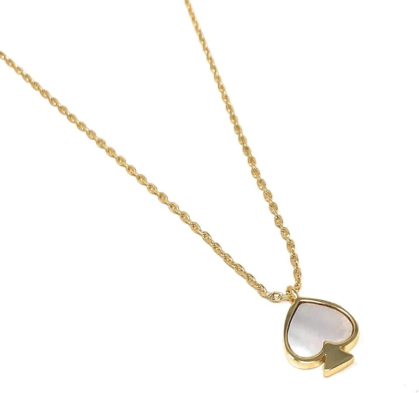 Kate Spade New York Signature Spade Mother of Pearl Gold Plated Mini Charm Pendant Necklace Cream | Amazon (US)
