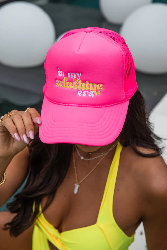 In My Sunshine Era Neon Pink Trucker Hat | Pink Lily