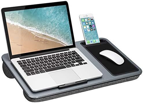 LapGear Home Office Lap Desk with Device Ledge, Mouse Pad, and Phone Holder - Silver Carbon - Fit... | Amazon (US)