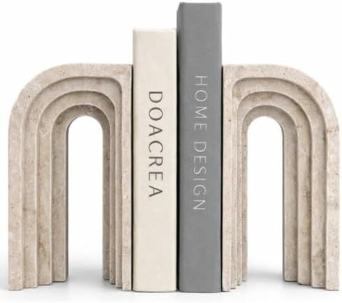 Decorative Bookends for Shelves \u2013 Heavy Duty Book Ends for Heavy Books, Stone-Inspired Compo... | Amazon (US)