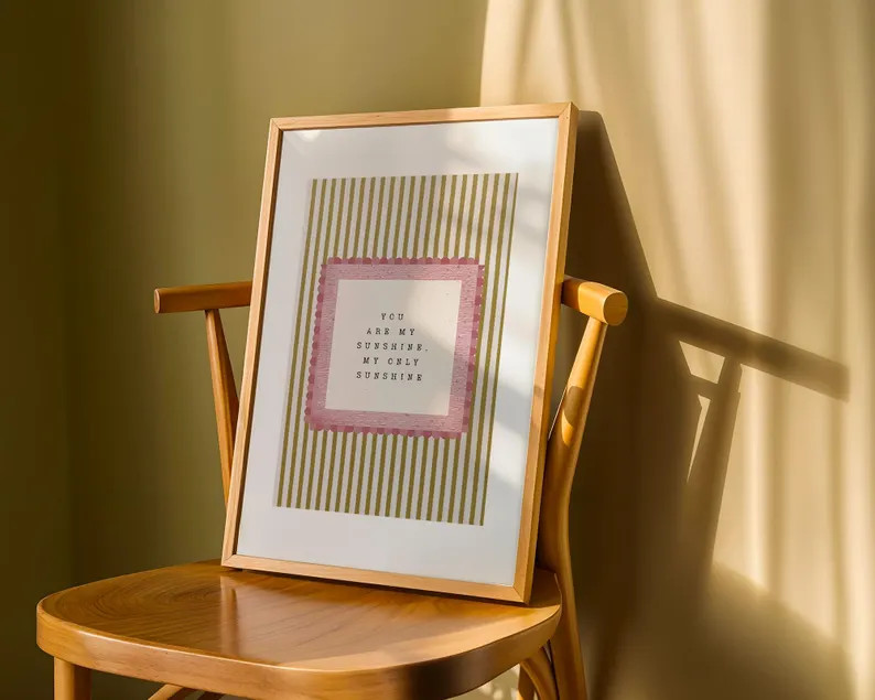 You Are My Sunshine Nursery Wall Art, Neutral Striped Girls Room Decor Print, Cottagecore Kids Ro... | Etsy (US)