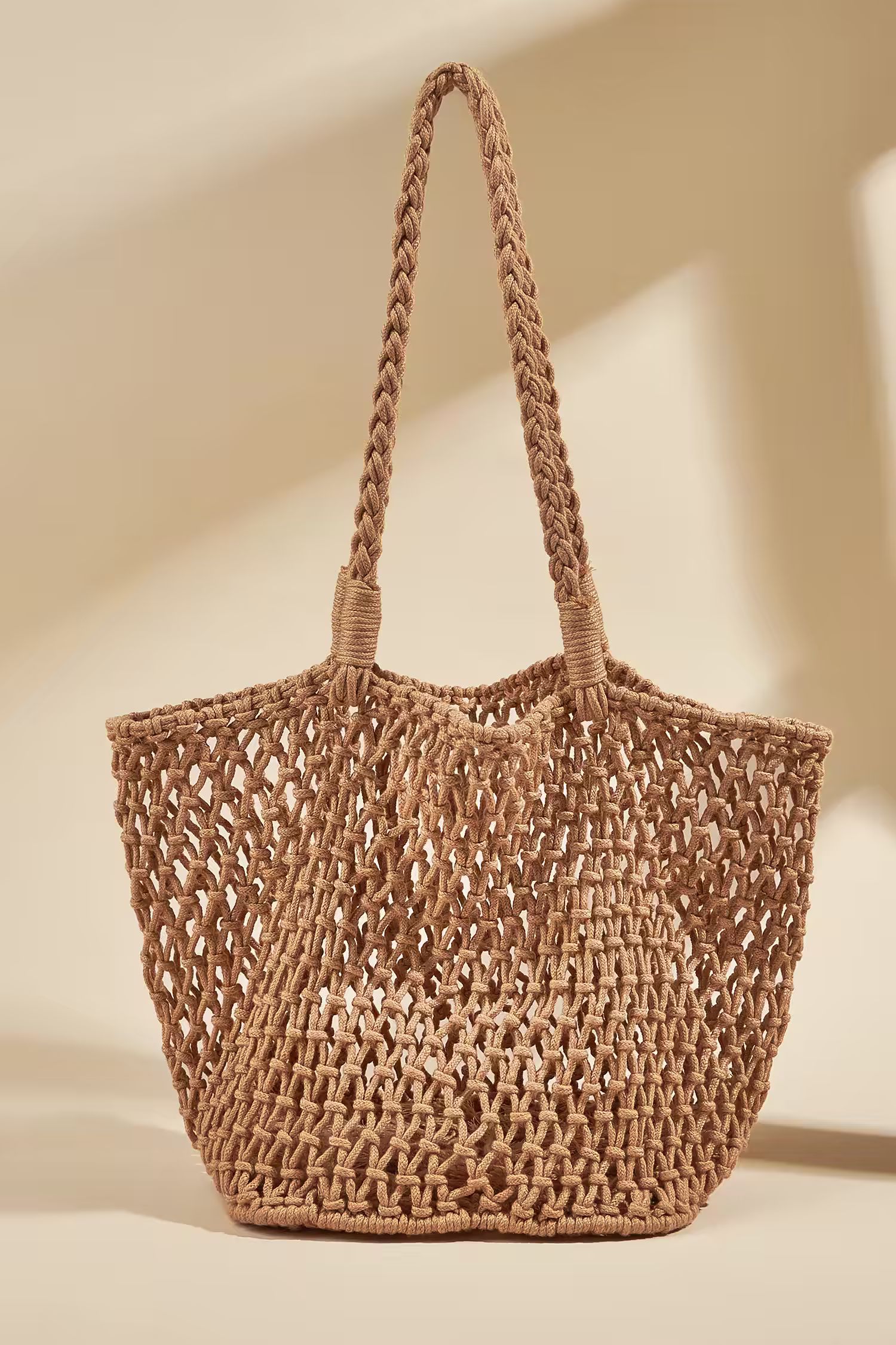 Tan Open Weave Tote | Cupshe US
