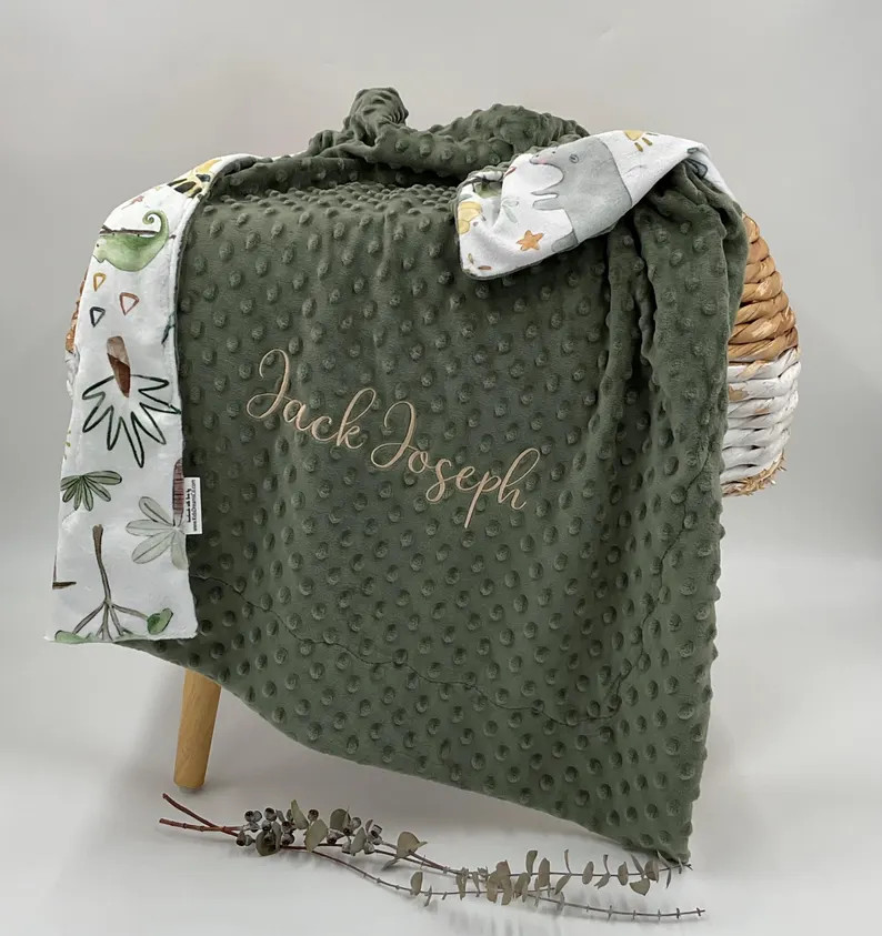 Safari Animals Minky Baby Blanket: Personalized Cotton or Double Minky - Etsy | Etsy (US)