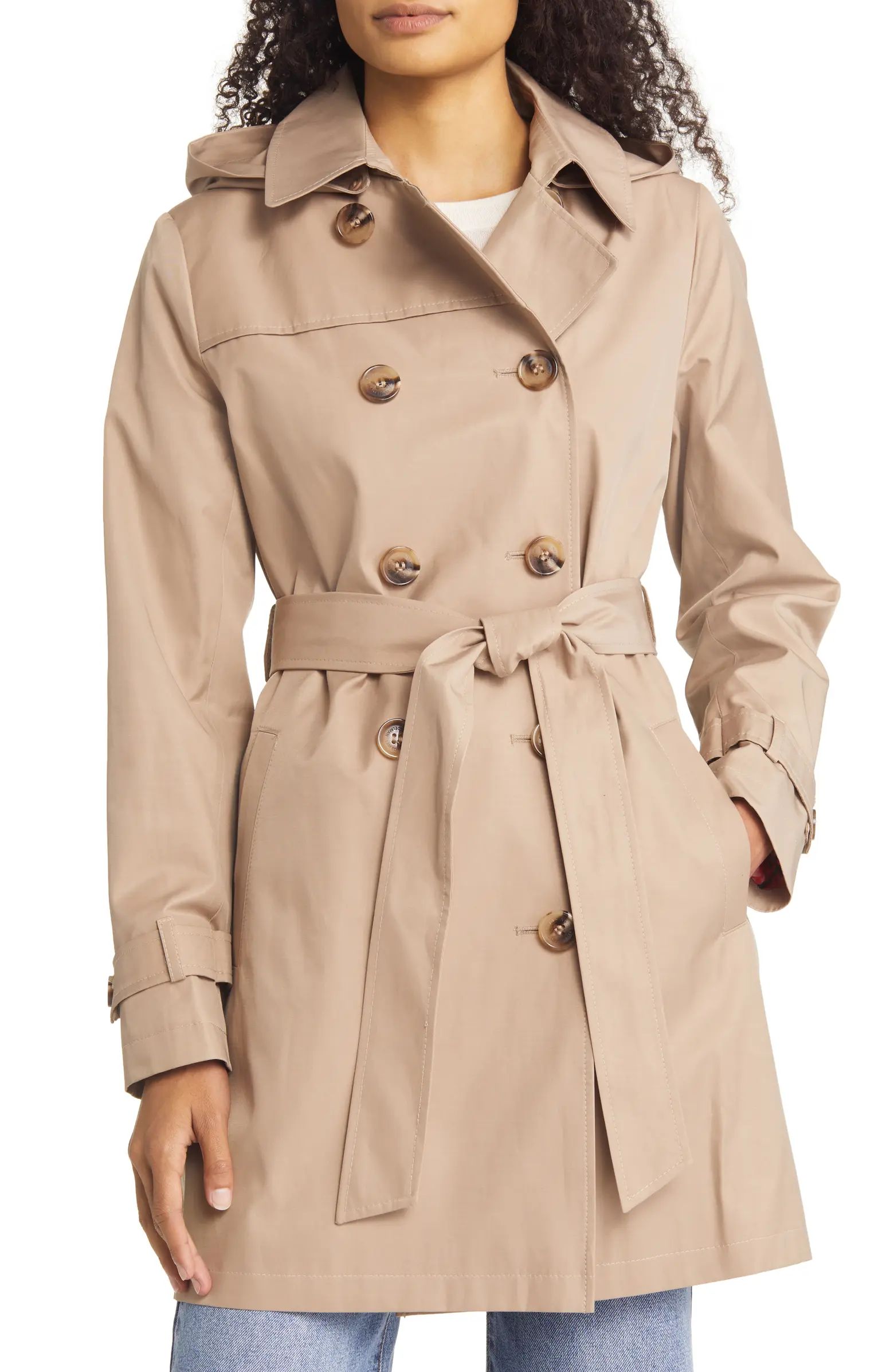 Water Repellent Hooded Cotton Blend Trench Coat | Nordstrom