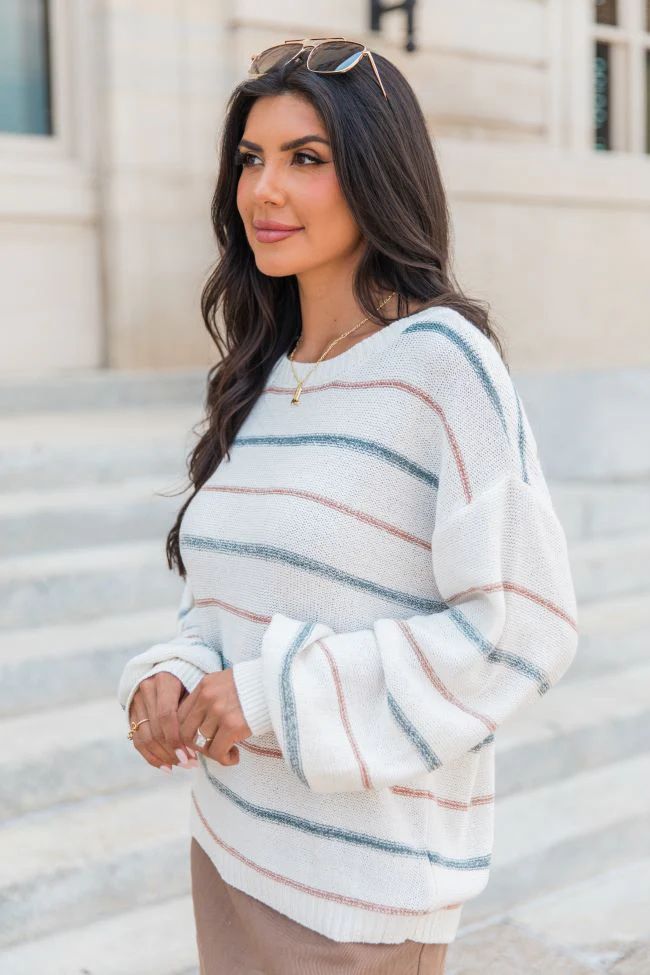 Thinking About You Multicolored Striped Crew Neck Sweater | Pink Lily