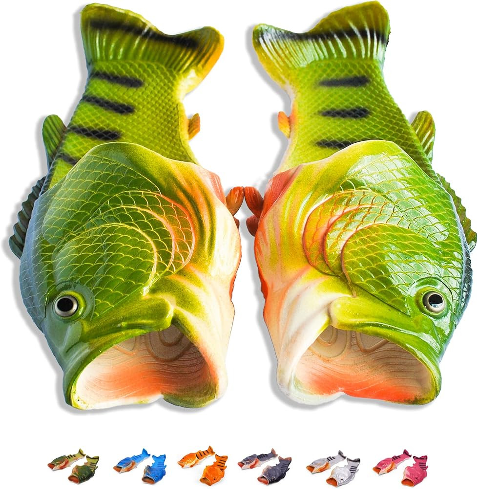 Fish Flip Flops | The Original Fish Slippers | Funny Gift, Unisex Sandals, Bass Slides, Pool, Bea... | Amazon (US)