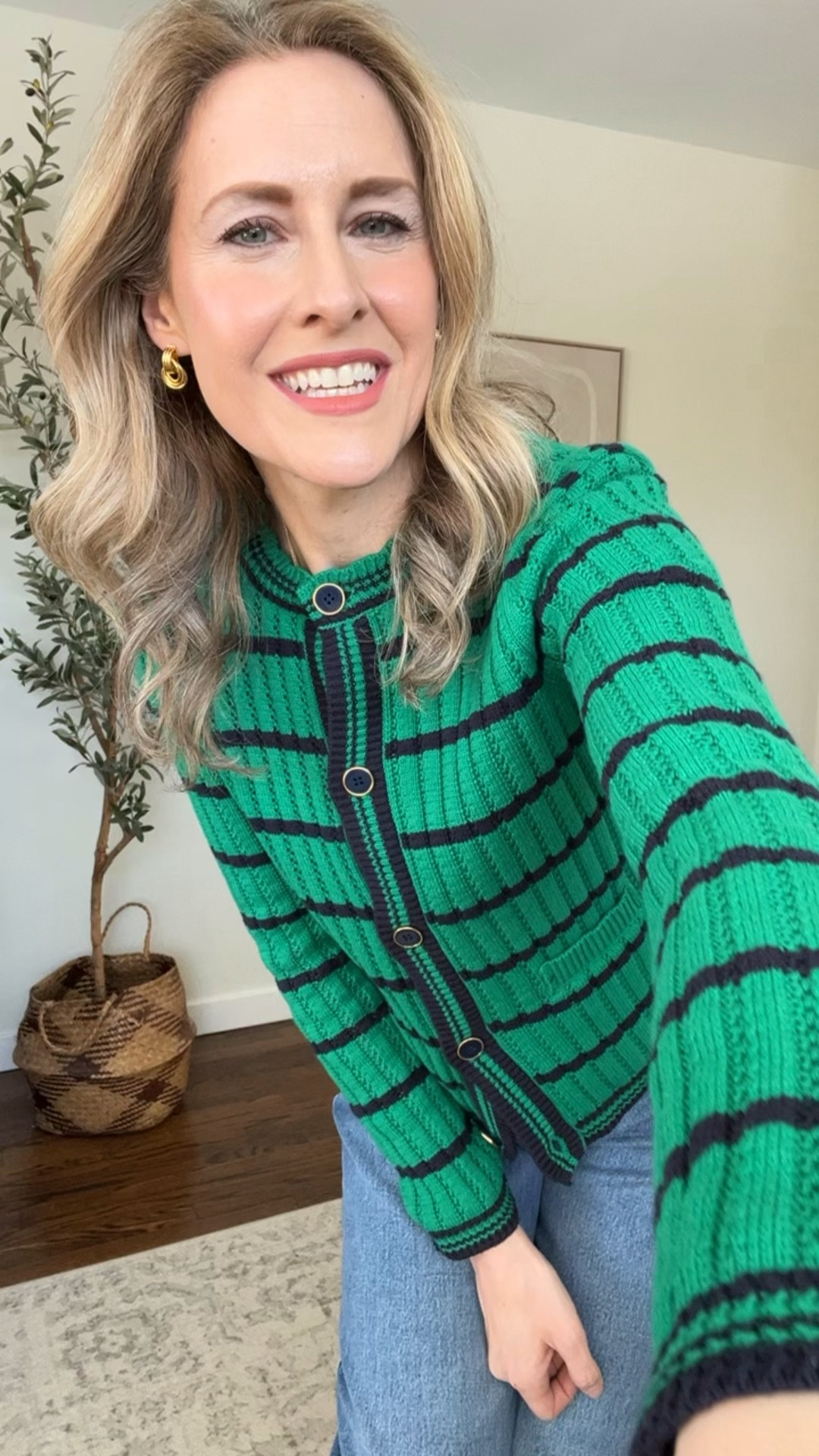 Walmart sweater on sale, classy and cute in green! I’m in a small, would prefer a medium. Jeans run big, size down. #walmartfashion 

#LTKOver40