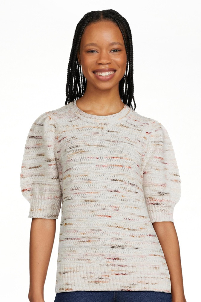 Time and Tru Women's Puff Shoulder Sweater with Short Sleeves, Sizes XS-3XL | Walmart (US)
