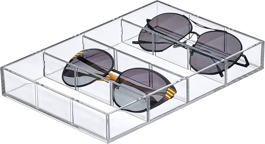 Amazing Abby - Soleil - Acrylic 4-Compartment Sunglass Organizer, Plastic Eyeglass Display Case, ... | Amazon (US)