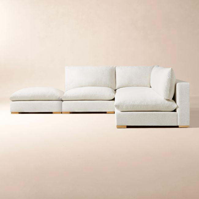 Deseo 4-Piece Modular White Performance Fabric Standard Depth Sectional Sofa with Loveseat | CB2
