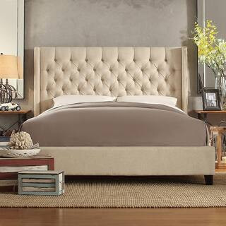Wentworth Oatmeal Queen Upholstered Bed | The Home Depot