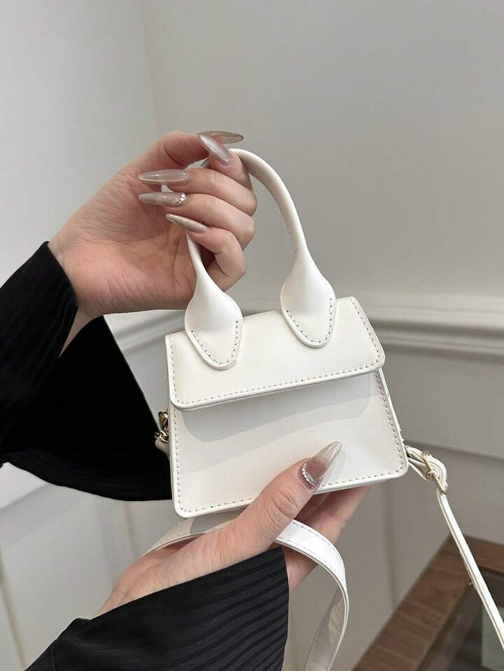 Mini Fashionable Small Square Bag With Solid Color Adjustable Shoulder Straps, Crossbody Bag, Han... | SHEIN