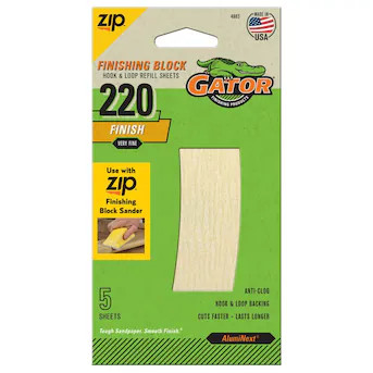 Gator Very fine 220 -Grit Sheet Sandpaper 3-Inches W x 5.25-Inches L 5 -Pack | Lowe's