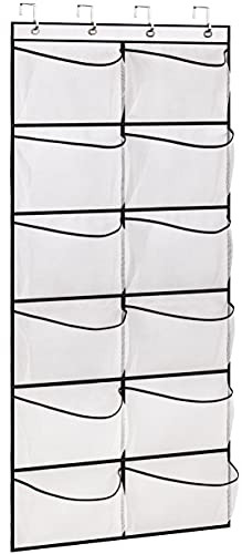 KIMBORA Over The Door Shoe Organizer 12 Large Mesh Pockets Boots Hanging Storage Shoe Rack for Closet White | Amazon (US)