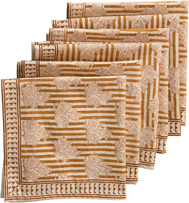 Handblock Print Cotton Cloth Napkins Set of 6, Washable, Napkins for Cocktail Parties, Home, Rest... | Amazon (US)