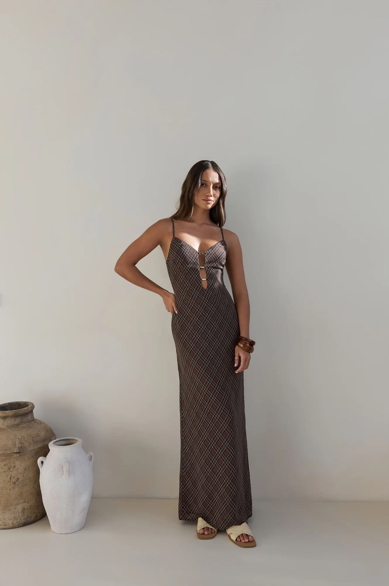 Riviera Nights Maxi Dress Chocolate | Fortunate One