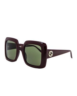 Gucci Oversized Square Sunglasses in Shiny Solid Wine Red | FWRD | FWRD 