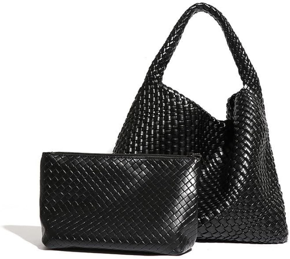 Woven Bag Vegan Leather Hobo handbags for Women, Top-handle Shoulder Tote Braided Bag Underarm Pu... | Amazon (UK)