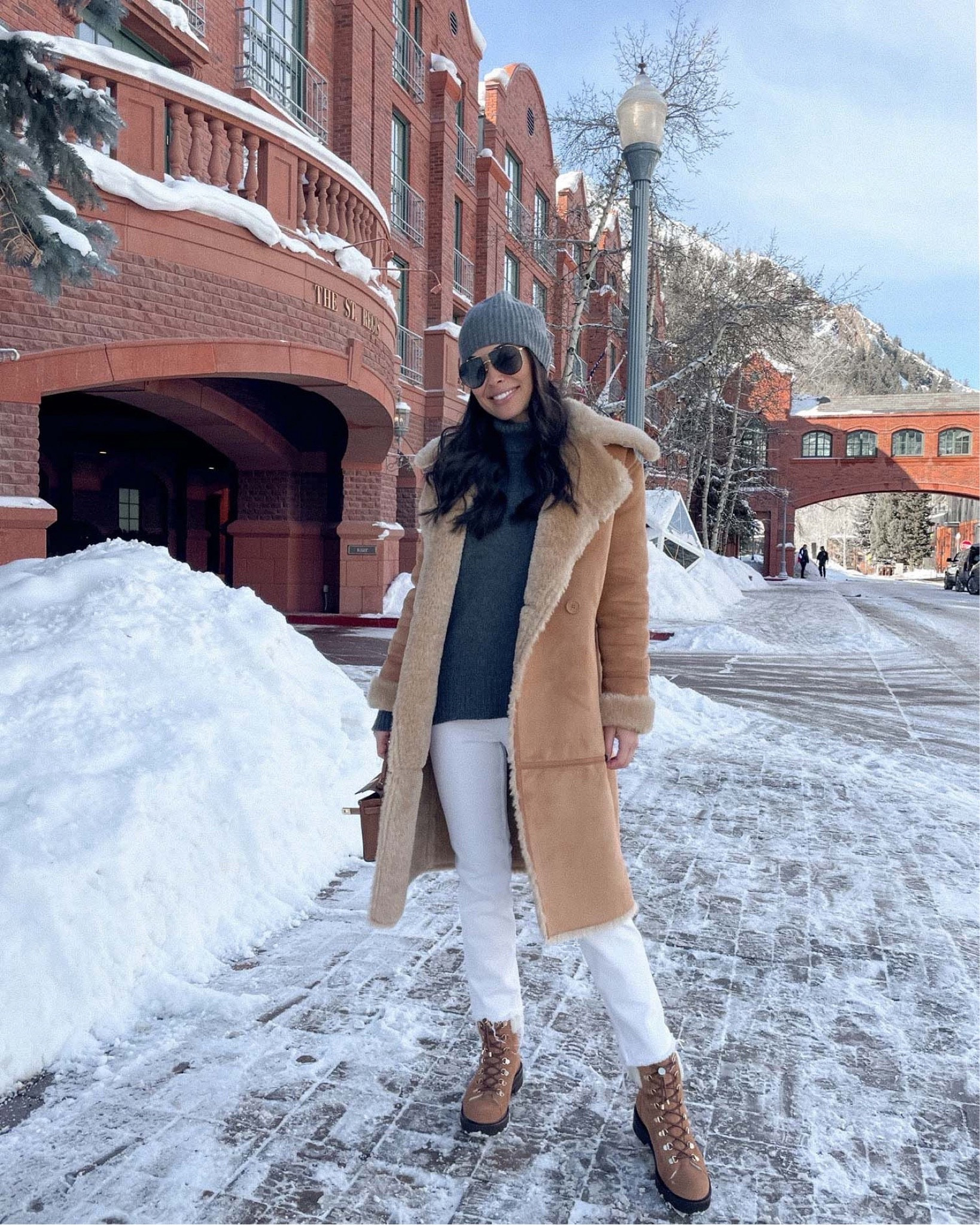Winter outfit, snow boots, Sherpa coat, winter coat, Aspen outfit. 

#LTKSeasonal #LTKTravel #LTKShoeCrush