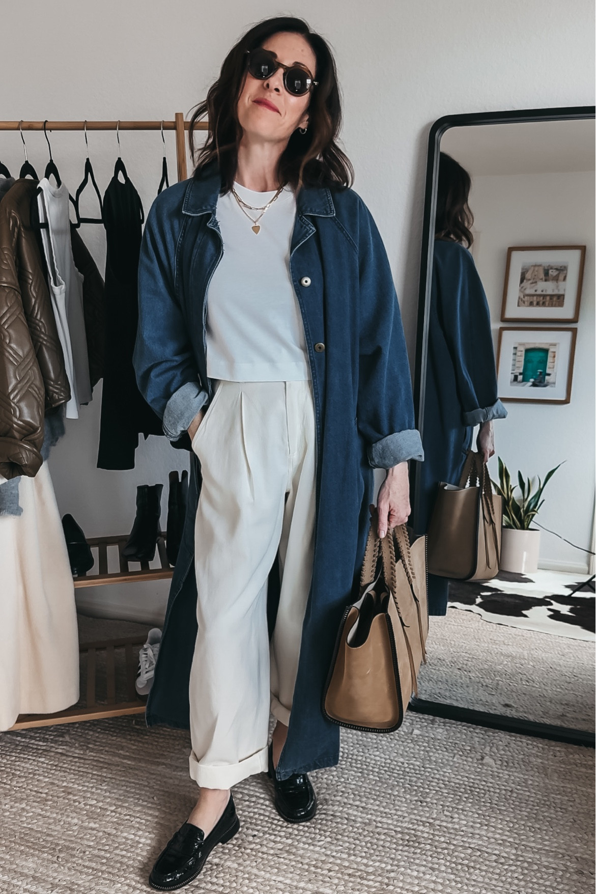 Denim duster is vintage - linked one similar 
Bari trouser pants -
Loafers are the Elba Loafer - black croc - true to size - 15CONNI for 15% off
Bag is Freda Salvador 
Tee is cropped and similar linked 


#LTKfindsunder100 #LTKshoecrush #LTKstyletip