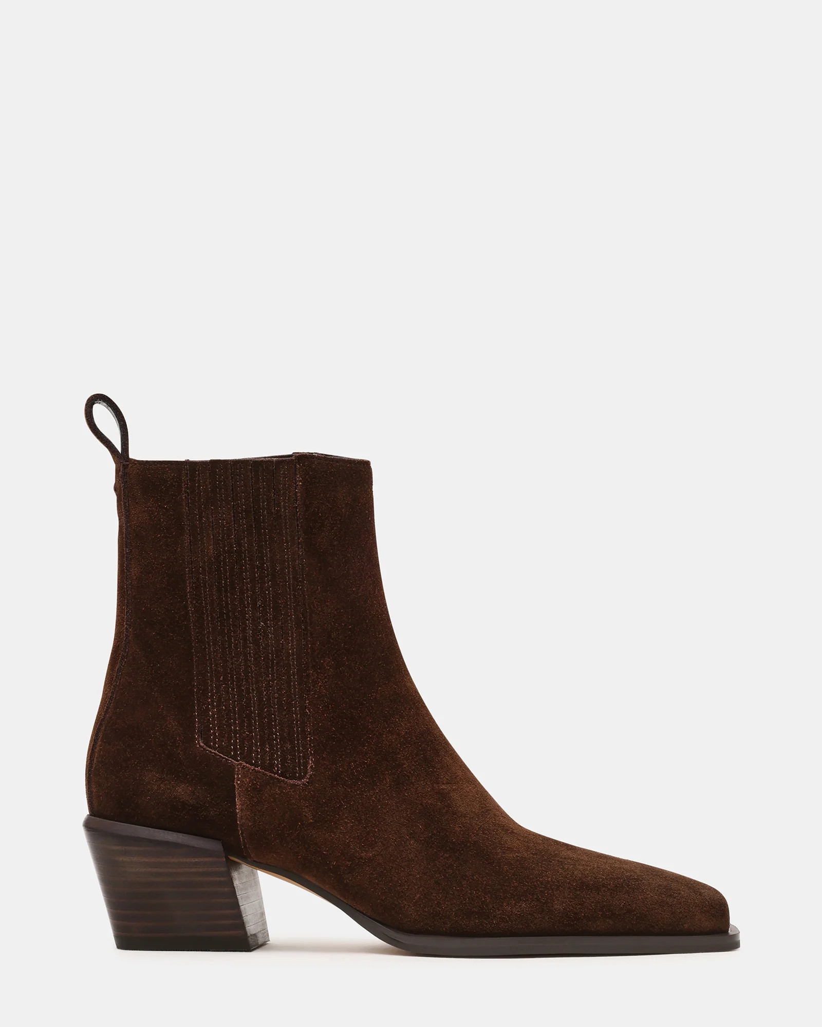 DARSEN Brown Suede Square-Toe Block Heel Women's Ankle Boot | Steve Madden (US)