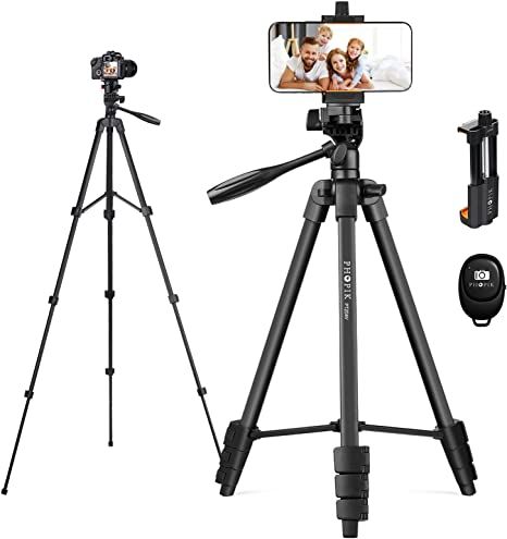 55" Phone Tripod, PHOPIK Aluminum Extendable Tripod Stand with Shutter, Carrying Bag, Compatible ... | Amazon (US)