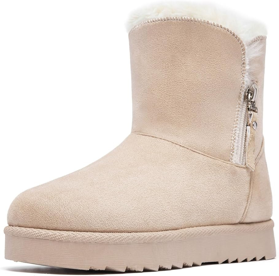 Winter Boots for Women Warm Ankle Boots Suede Faux Fur Lining Classic Zipper Anti-Slip Snow Booti... | Amazon (US)
